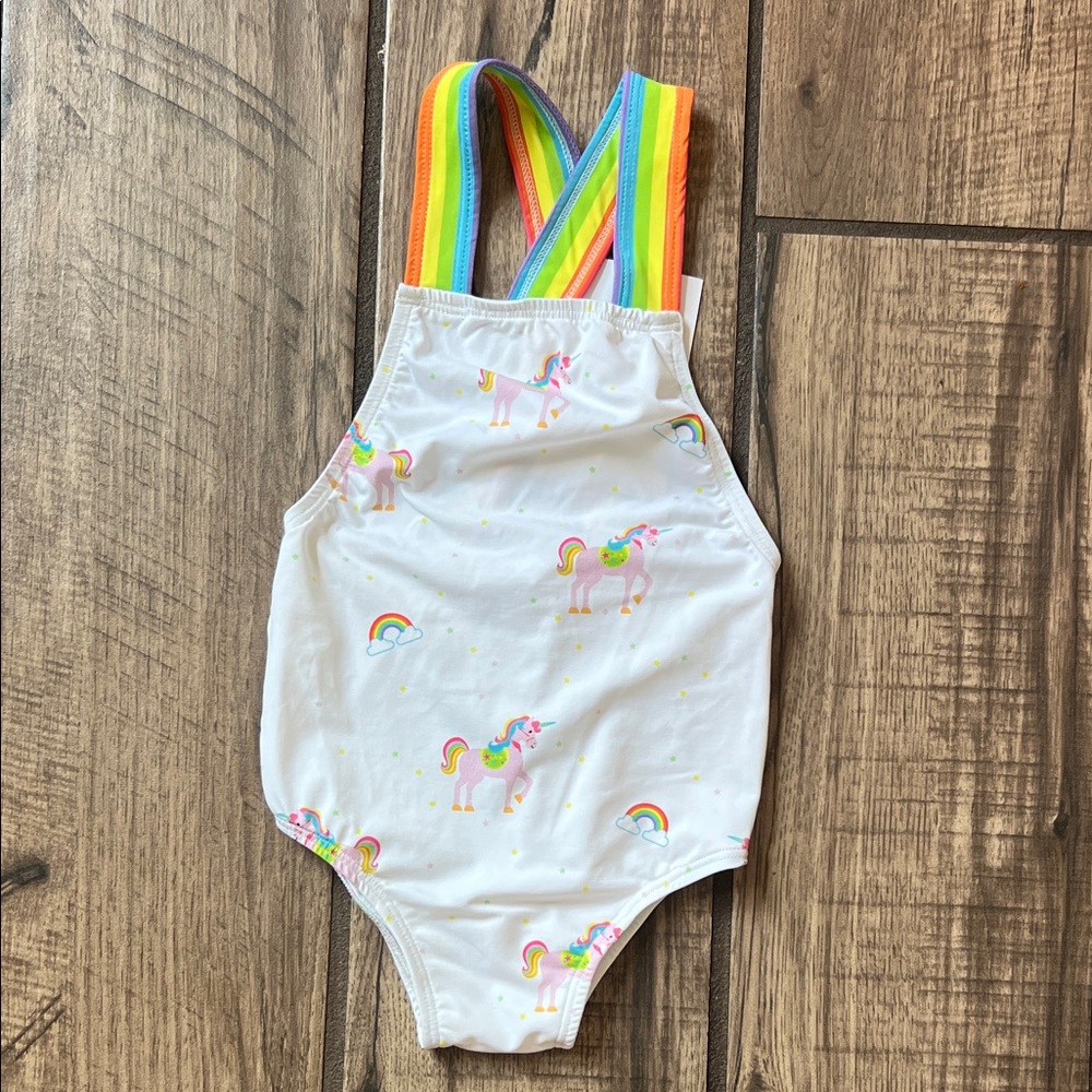 NWT Sal and Pimenta Rainbow Unicorn Kids Swimsuit
